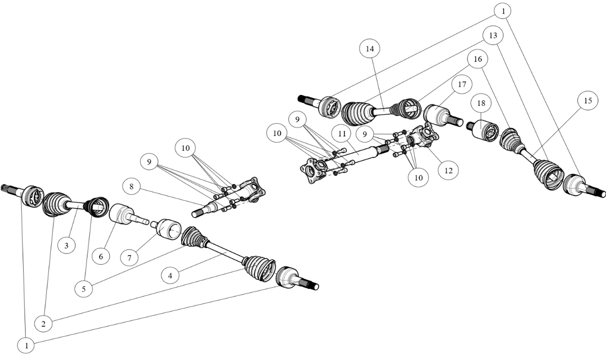 DETALJERTE DRIVAKSEKOMPONENTER (LANG VERSJON, LTD)