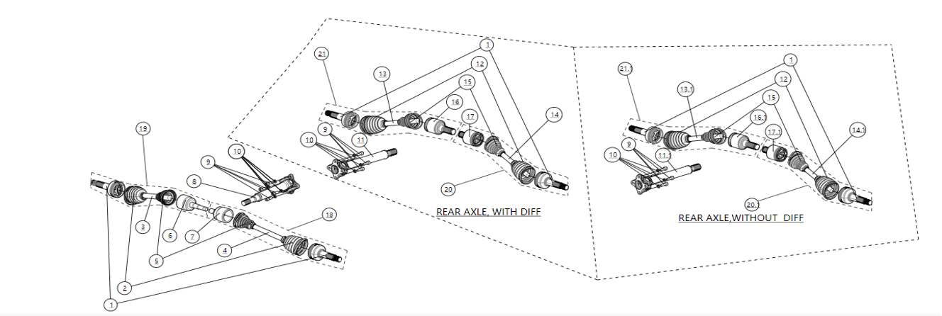 DRIVAKSEL (LANG VERSJON, KOMPATIBEL MED JN-DIFFERENSIAL) (AT6)