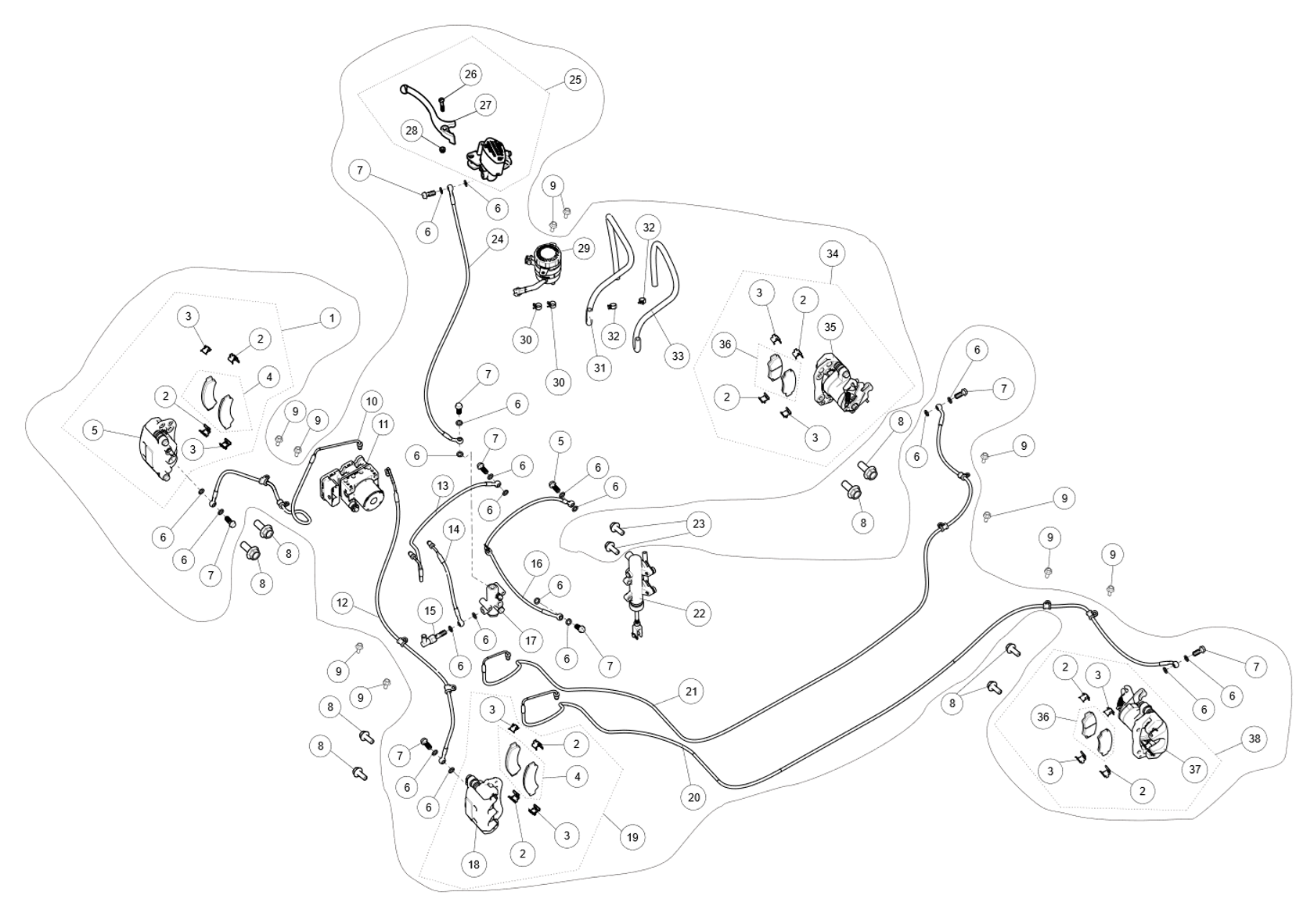 BREMSYSTEM (FIREHJULS) (AT6 ABS)