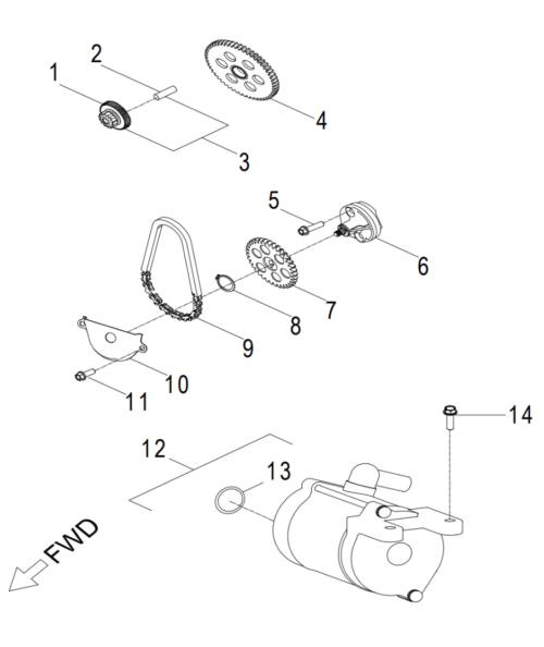 OLJEPUMPE OG STARTMOTOR (CROSSLAND 400)