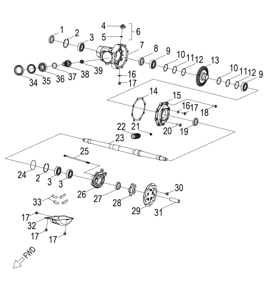 Bakre hjulaksel (CROSSLAND 400)