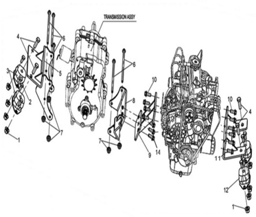 MOTOR OG GIRKASSE (LINHAI 1100D)