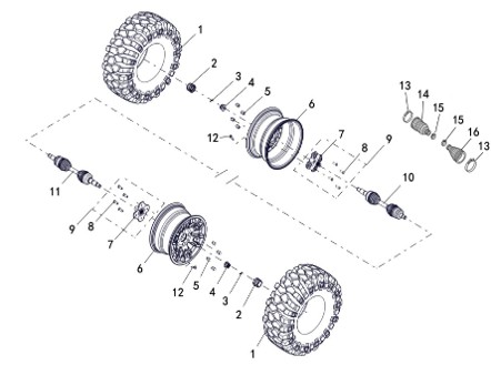 HJUL BAK (NORMAL ALUMINIUMSFELG, 26X10-14) (LANDFORCE 650)