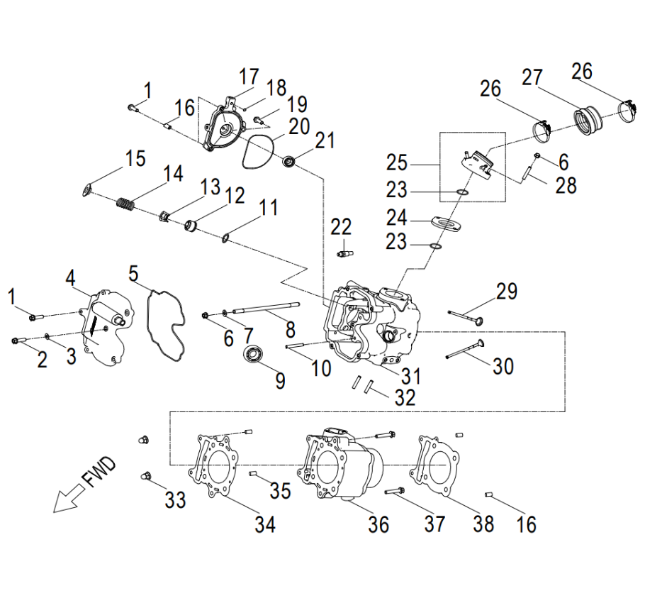 SYLINDER OG SYLINDERHODE (CROSSLAND 400)